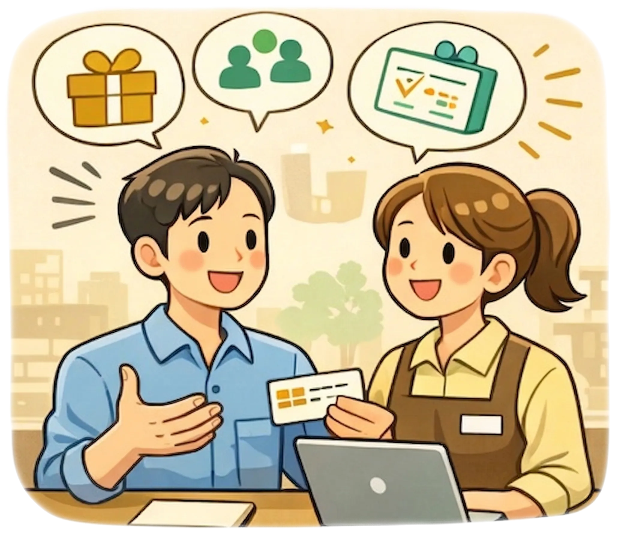 改善やギフト設定で次の来店につなげるイメージ